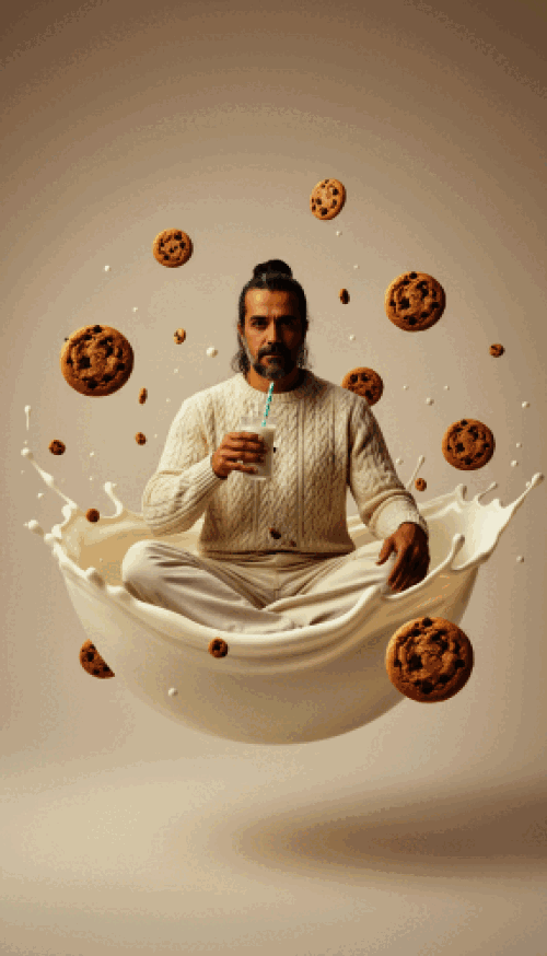 شخصی در دنیای شیر و کلوچه با آرامش